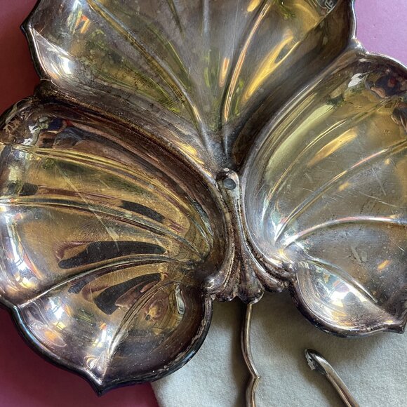 Vtg mcm Crescent Silver Leaf Tray 1950's Limited Edition #11 Bloomingdales - Picture 9 of 12